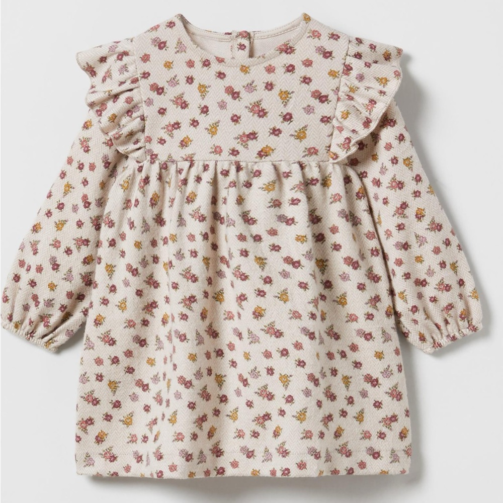 Zara Cream and Pink Floral Kids Dress size 3-4